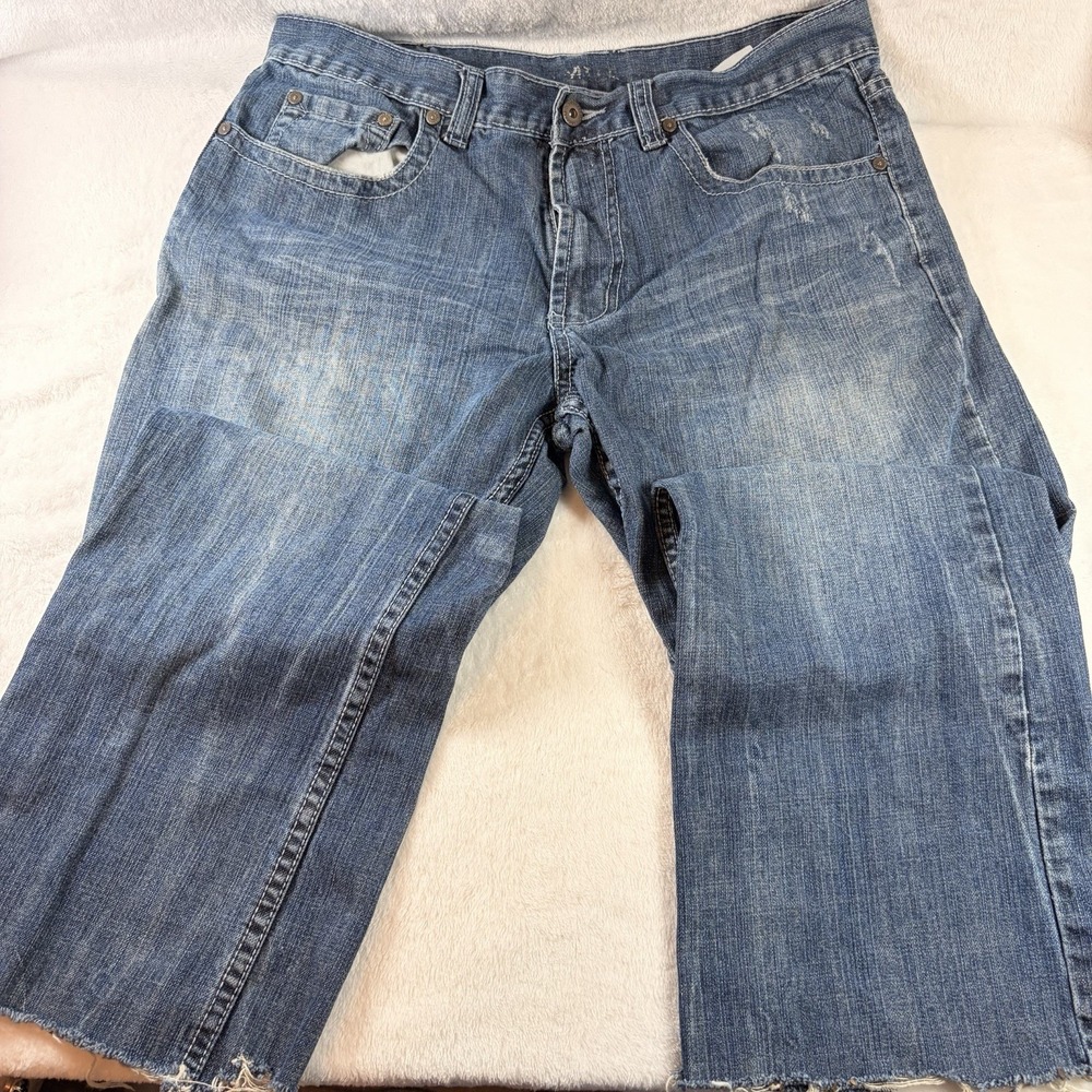 Flypaper Bootcut Jeans Mens 32x30 Y2K Distressed Altered Inseam 32x26.5 See Pics